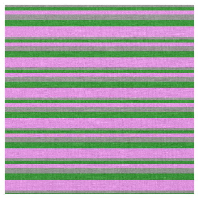 Grey, Green, and Violet Coloured Lines Pattern Fabric (Close Up)