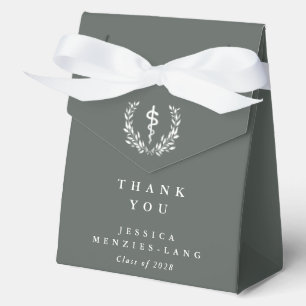 Grey-Green Asclepius Medical Graduation Favour Box