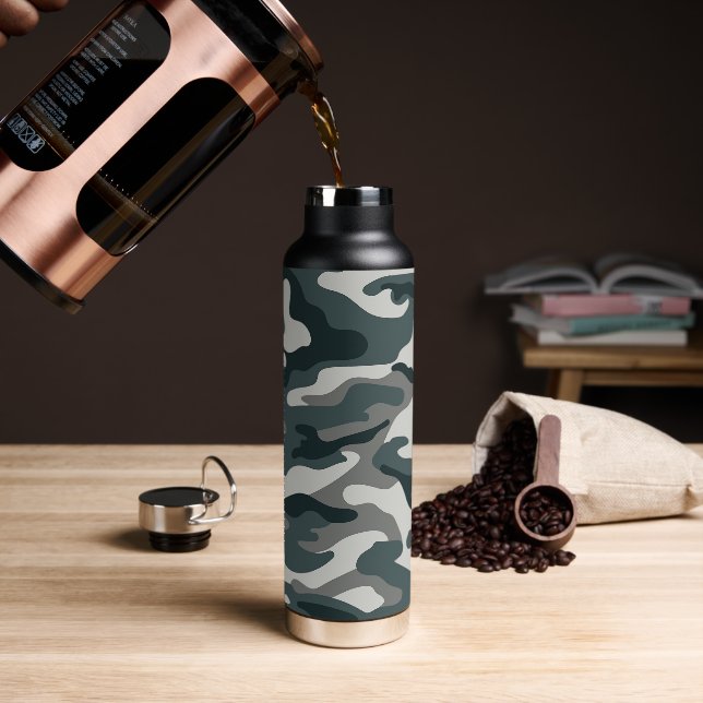 Grey & Green Camo Thor Copper Infused  Water Bottle (Coffee)