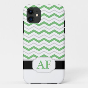 Grey & Green Chevron Monogram iPhone 5 Case