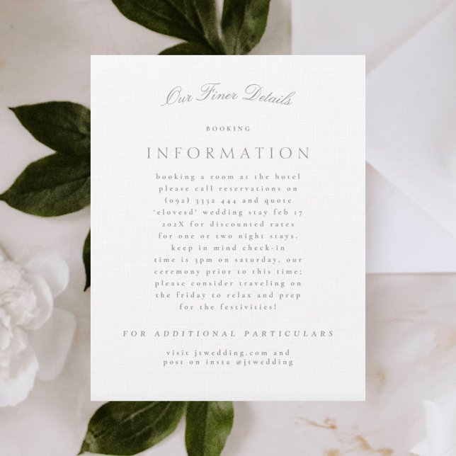 Grey Green Classic Elegant Formal Wedding Enclosure Card (Creator Uploaded)