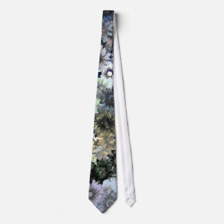 Grey green floral pattern tie