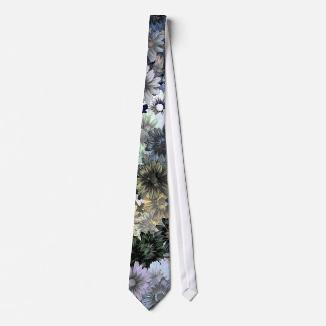 Grey green floral pattern tie (Front)