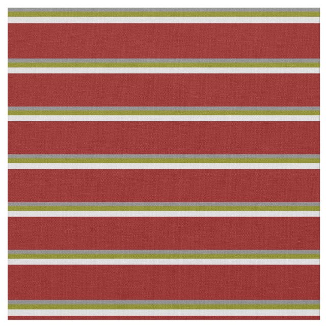 Grey, Green, Lavender, and Dark Red Coloured Lines Fabric (Close Up)