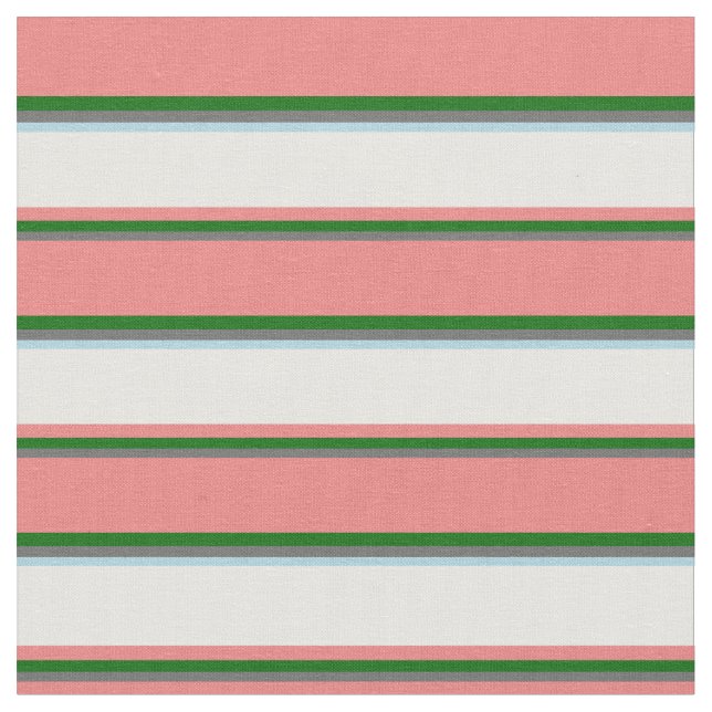 Grey, Green, Light Coral, Mint Cream & Light Blue Fabric (Close Up)