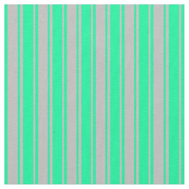 Grey & Green Lines Pattern Fabric (Close Up)