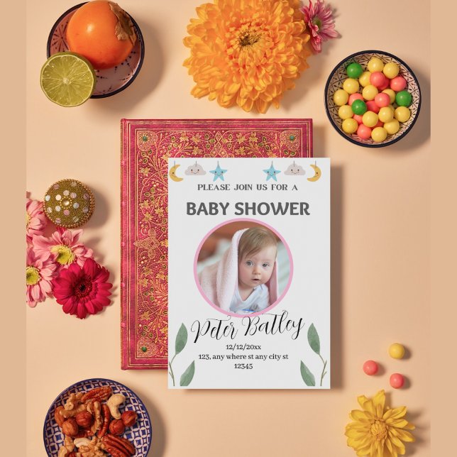 Grey Green Modern Baby Shower Invitation Card (Creator Uploaded)