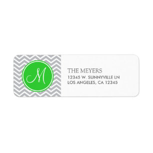 Grey & Green Modern Chevron with Monogram