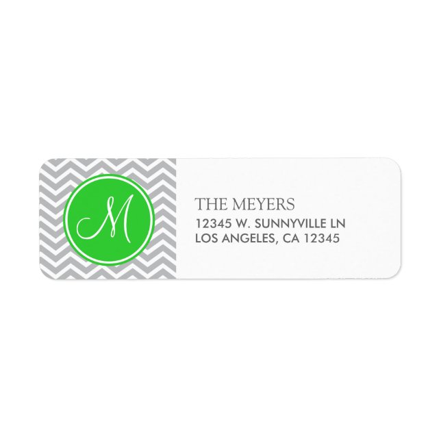 Grey & Green Modern Chevron with Monogram (Front)