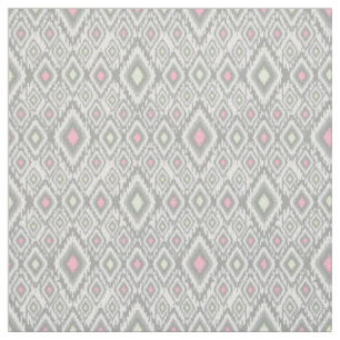 Grey, green, pink rhombuses on a white fabric