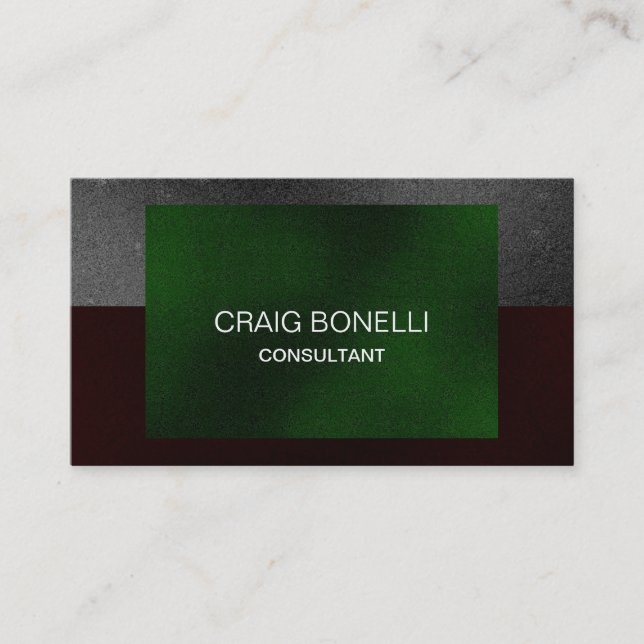 Grey Green Plain Professional Business Card (Front)