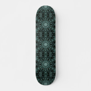 Grey green pointed star geometric stone mosaic skateboard