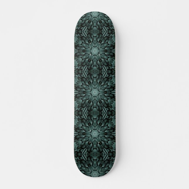 Grey green pointed star geometric stone mosaic  skateboard (Front)