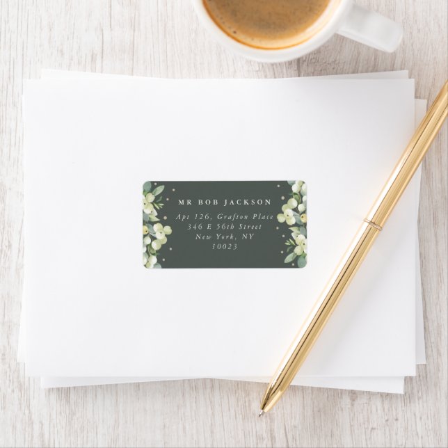 Grey Green Snowberry+Eucalyptus Address Label (Insitu)