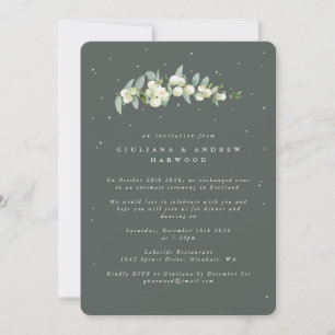 Grey Green Snowberry+Eucalyptus Wedding Reception Invitation