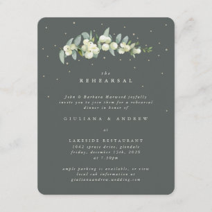 Grey Green Snowberry+Eucalyptus Wedding Rehearsal Enclosure Card