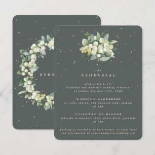 Grey Green Snowberry+Eucalyptus Wedding Rehearsal Enclosure Card