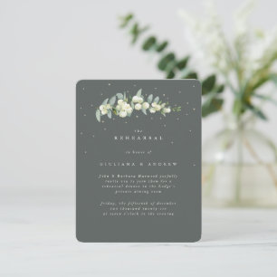 Grey Green Snowberry+Eucalyptus Wedding Rehearsal Enclosure Card