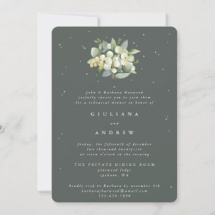 Grey Green Snowberry+Eucalyptus Wedding Rehearsal Invitation