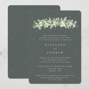 Grey Green Snowberry+Eucalyptus Wedding Rehearsal Invitation