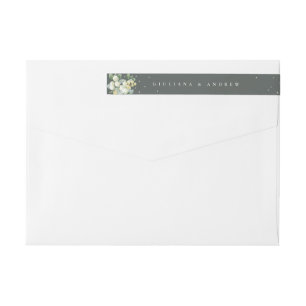 Grey Green Snowberry+Eucalyptus Wedding Skinny Wrap Around Label