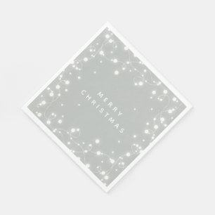 Grey-Green Sparkling Lights Christmas Party Paper Napkin