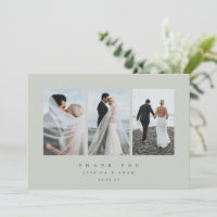 Grey-Green Ultra Minimal Triple Photo Wedding Flat