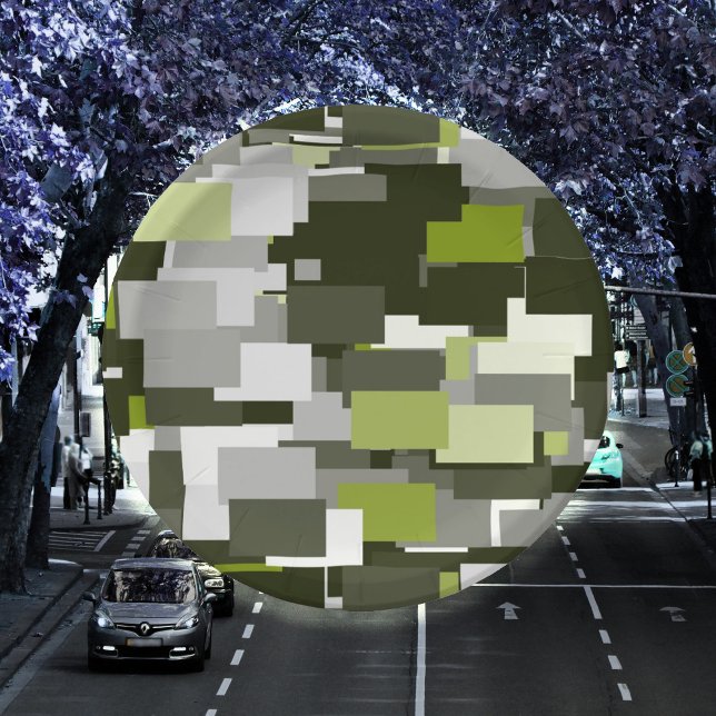 Grey Green Urban Camouflage Paper Plates (Creator Uploaded)