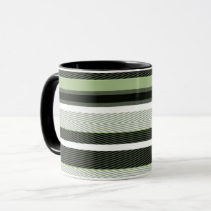 Grey, green, white stripes. mug