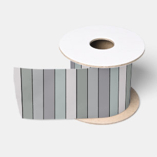 Grey Green With Black Stripes On Watercolor Paper Satin Ribbon