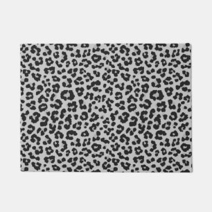 Grey Grey Ash Leopard Cheetah Animal Print Pattern Doormat