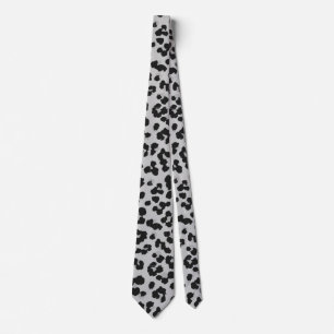 Grey Grey Ash Leopard Cheetah Animal Print Pattern Tie