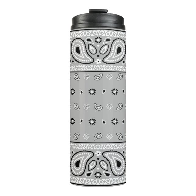 Grey Grey Bandanna Paisley Country Hip Hop Cowboy Thermal Tumbler (Front)