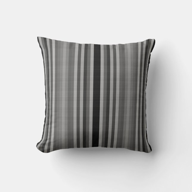 Grey Grey Black Grey Stripes Cushion (Front)