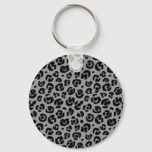 Grey Grey Black Leopard Print Key Ring