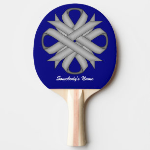 Grey / Grey Clover Ribbon by Kenneth Yoncich Ping Pong Paddle