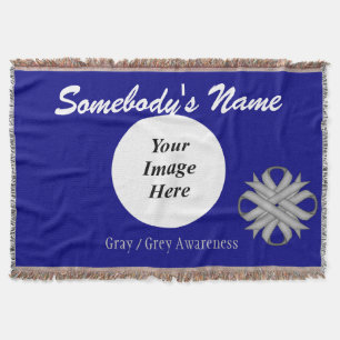 Grey / Grey Clover Ribbon Template by K Yoncich Throw Blanket