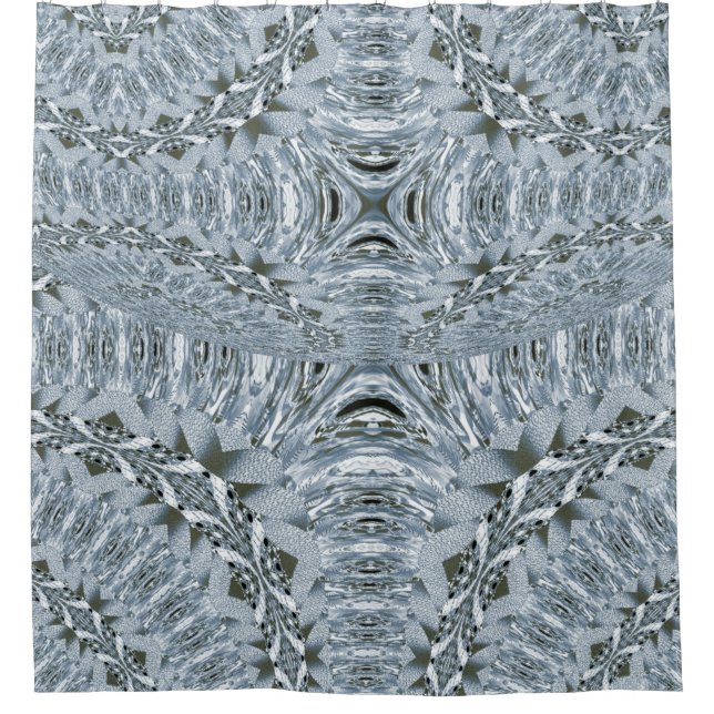 Grey Grey Diamond Bling Gemstone Gem Shower Curtain (Front)
