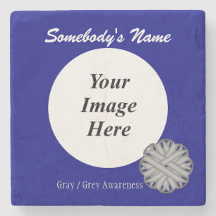 Grey / Grey Flower Ribbon by Kenneth Yoncich Stone Coaster