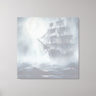 Grey, Grey Fog Pirate Ship Retirement Canvas Print