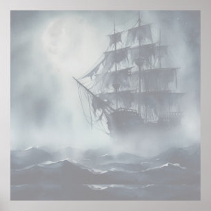 Grey, Grey Fog Pirate Ship Retirement Poster