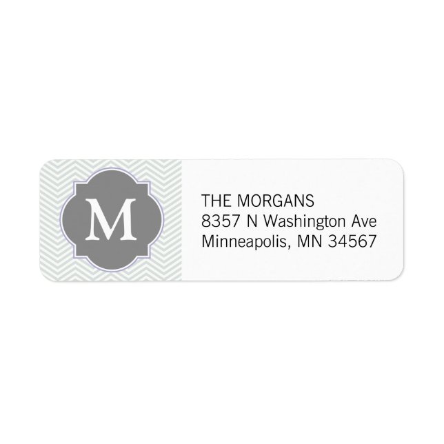 Grey & Grey Modern Chevron Custom Monogram (Front)