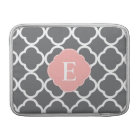 Grey Grey Peach Quatrefoil Monogram