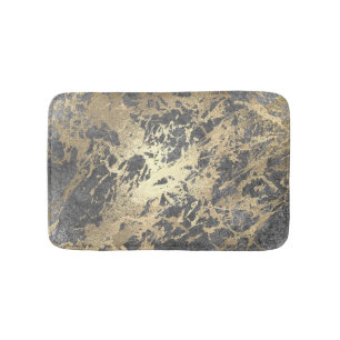 Grey Grey Silver Champaigne Faux Gold Marble Strok Bath Mat