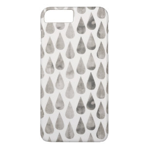 Grey/Grey Watercolor Large Raindrops Pattern iPhone 8 Plus/7 Plus Case