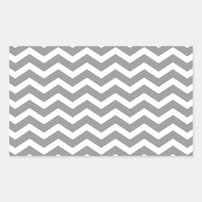 Grey Grey White Chevron Pattern Rectangular Sticker (Front)