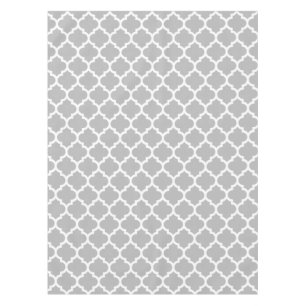 Grey Grey White Moroccan Quatrefoil Pattern #5 Tablecloth
