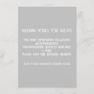 Grey Grey White Wedding Details For Guests Cool Enclosure Card