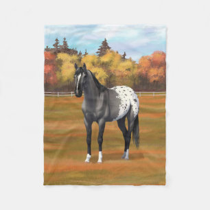 Grey Grulla Appaloosa Quarter Horse Stallion Fleece Blanket
