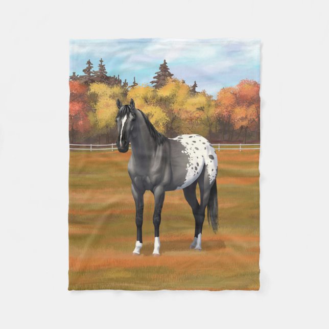Grey Grulla Appaloosa Quarter Horse Stallion Fleece Blanket (Front)
